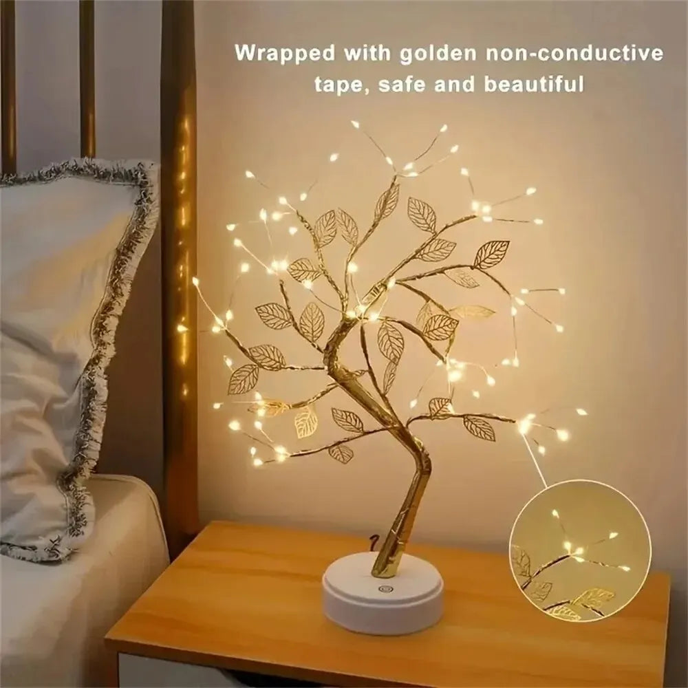 Elegant Rose Leaf LED Tree Lamp & Night Light