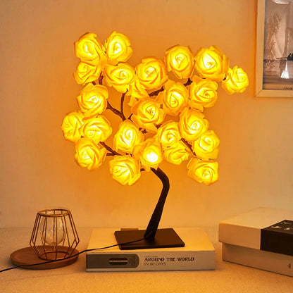 Elegant Rose Leaf LED Tree Lamp & Night Light