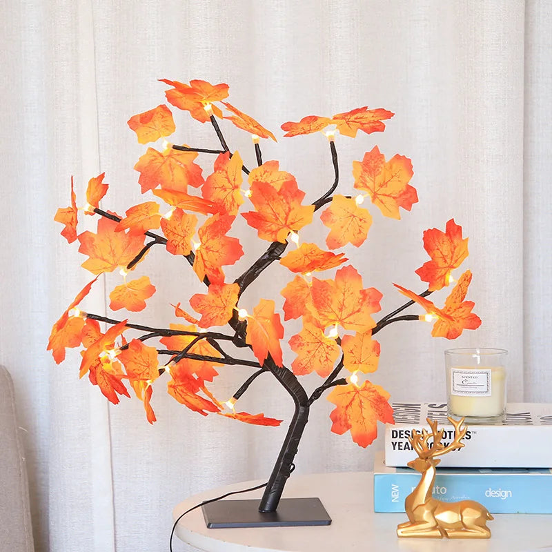 Elegant Rose Leaf LED Tree Lamp & Night Light