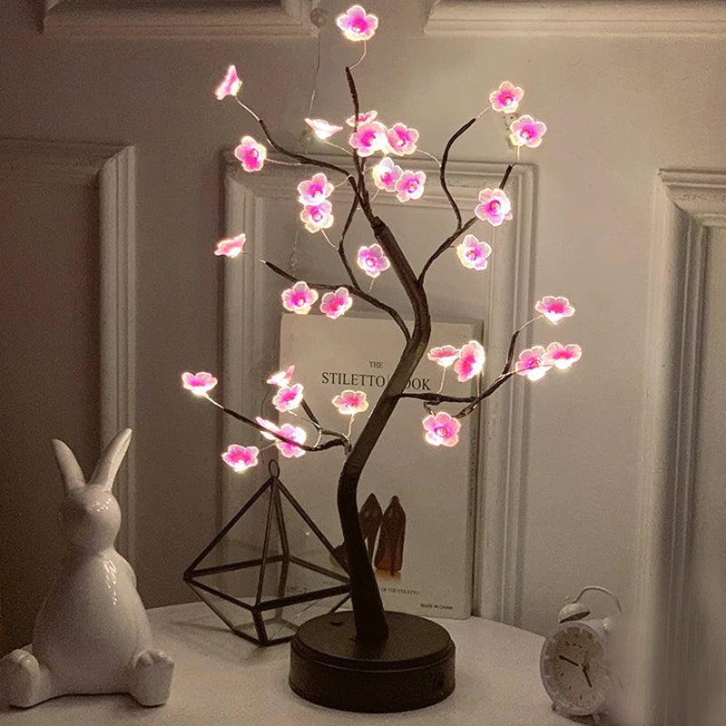 Elegant Rose Leaf LED Tree Lamp & Night Light